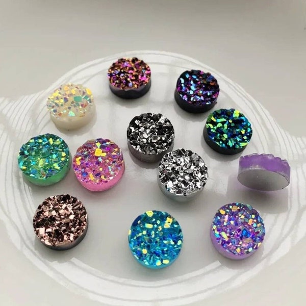 Bulk Faux Druzy Cabochons, Wholesale Druzy Stones, DIay Earring Studs, DIY Jewelry Kits for beginners, Wholesale Resin cabochons