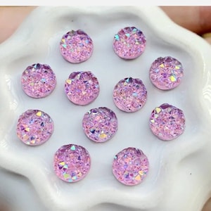 Light Pink Faux Druzy Cabochons, 10MM Resin Cabochons, Bulk Druzy Cabochons, Wholesale Druzy Cabochons, DIY Earring kit