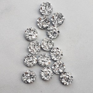 Bright Silver Chunky 10MM Faux Druzy Cabochons, Resin Cabochons, Druzy Cabochons, Druzy Cabochons