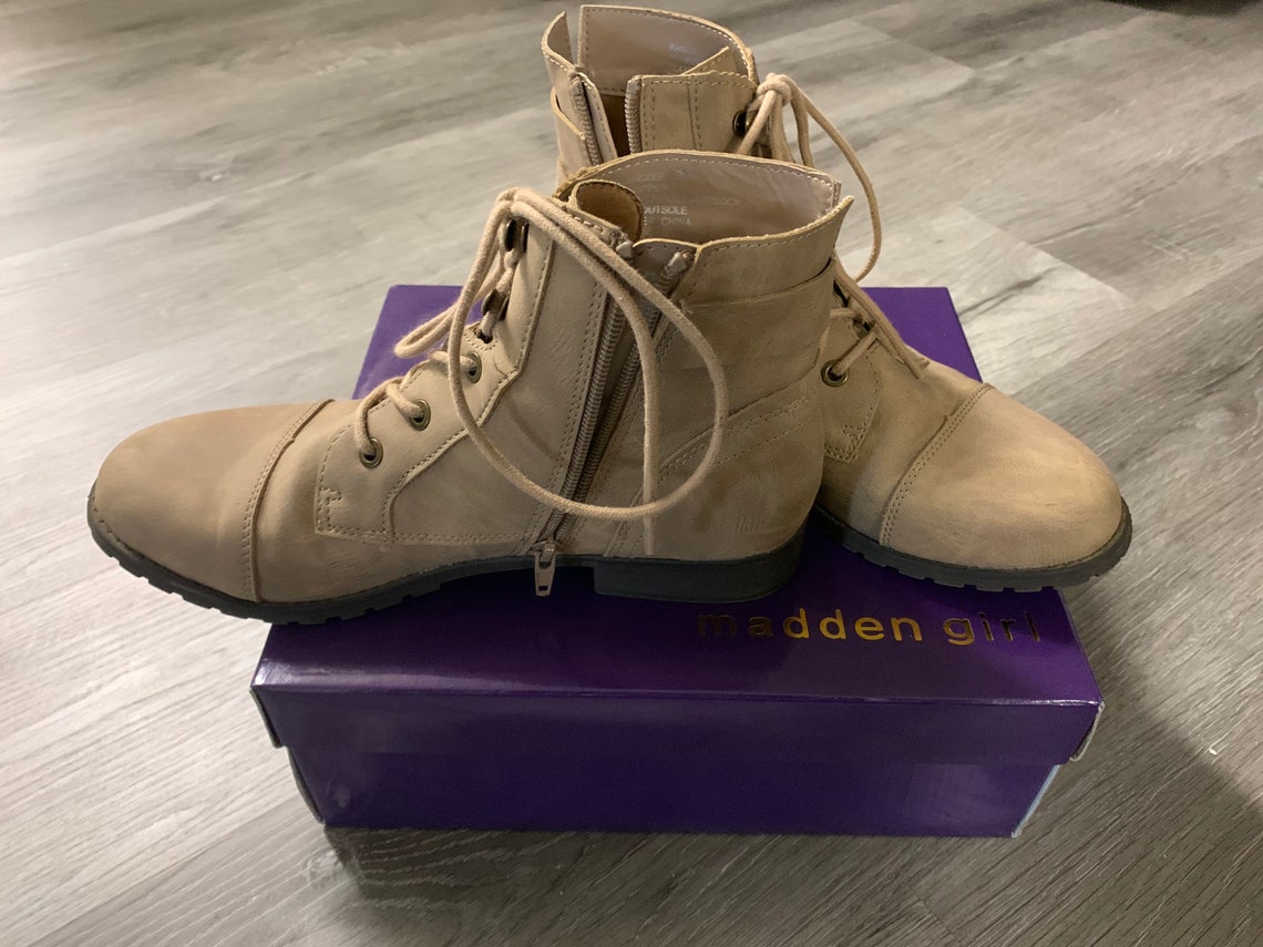 Madden Girl Taupe Zip Up Ankle Boot Etsy
