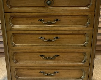 Vintage Thomasville Upright Chest of Drawers | 1964 Tall Mid Century Dresser