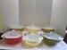 Vintage round Pyrex Lidded Casserole dishes, Individully priced #024, #023, canary yellow, mustard yellow, pink flamingo, olive green 