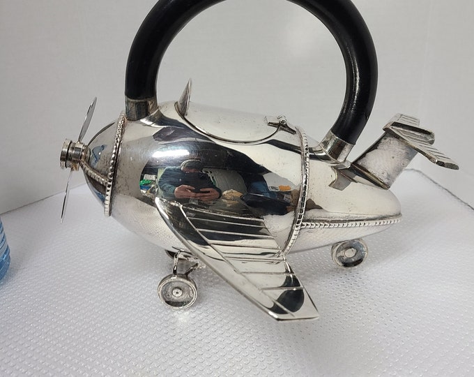 Vintage Silver Plated Airplane Teapot, Pottery Barn, Art Deco, Rare Etsy