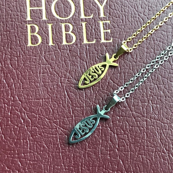 Jesus Fish Necklace Etsy