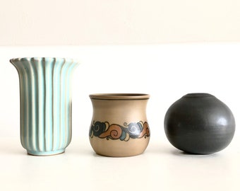 Collection of three mid century fine art studio pottery from Denmark