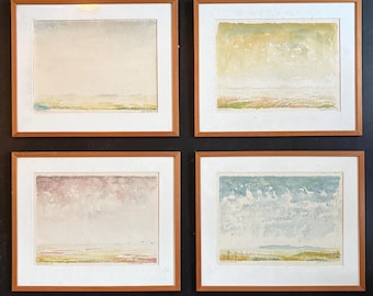 Palle Rasmussen watercolour drawings from the 1980s - Ocean view landscapes - “Ved Rudbøl” Southern Jutland