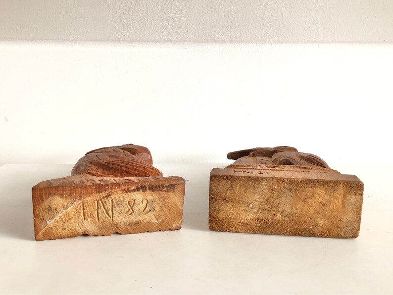 Pair of original Danish sculptures of birds in wood from the 1980s by HN image 10