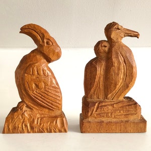 Pair of original Danish sculptures of birds in wood from the 1980s by HN image 2