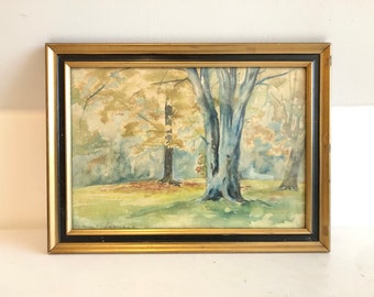 Antique Copenhagen Park Watercolor Painting from 1926 - Danish Art