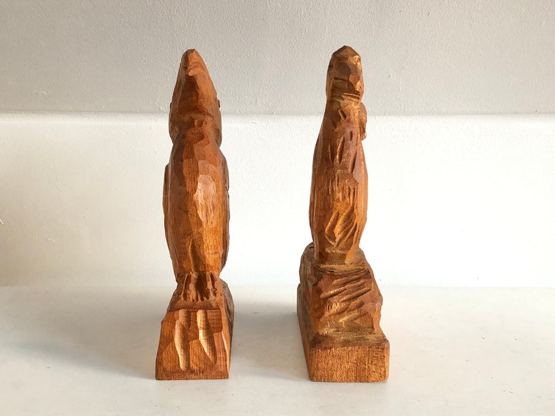 Pair of original Danish sculptures of birds in wood from the 1980s by HN image 7