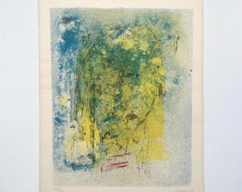 Impression abstraite danoise vintage - lithographie expressionniste des années 1970 par Leif Lage (1933-2020)