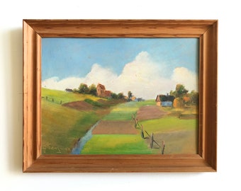 Axel Tankmar (1880-1960) Danish original oil on plate painting with rural ekspressionist landscape motive