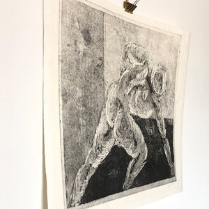 Vintage original John Hansen b.1953 signed etching from 1985 abstract figurative art by renowned Danish artist image 4