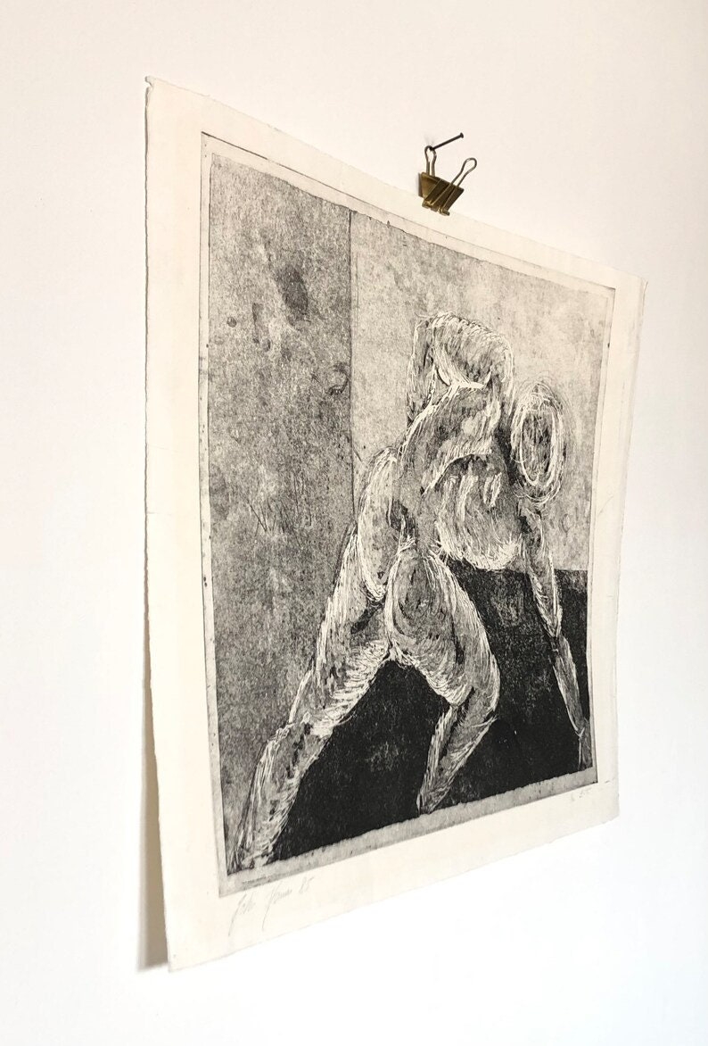 Vintage original John Hansen b.1953 signed etching from 1985 abstract figurative art by renowned Danish artist image 4