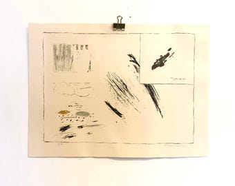 Peter Brandes (1944-2025) vintage original lithograph - abstract expressionist art by renowned artist from Denmark
