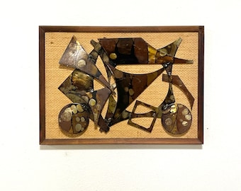 Mid-Century Brutalist Metal Wall Art Sculpture