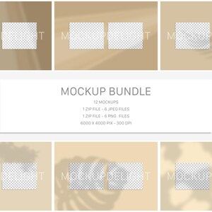 11x8.5 US Letter Mockup doble papel 2 tarjetas lado a lado maqueta con sombra proyectada y rayos de sol tonos marrones paquete pastel JPG PNG