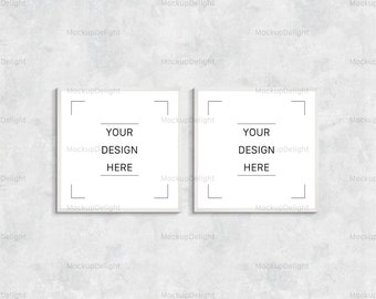 Two white frame mockup light wall, two square mockup frames, double frame light wall, 2 mockup frames white, poster mockup, JPG PNG