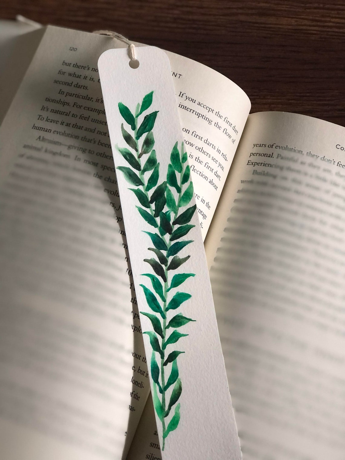 Hand Painted Bookmarks Watercolor Leaf Minimalist Made with | Etsy