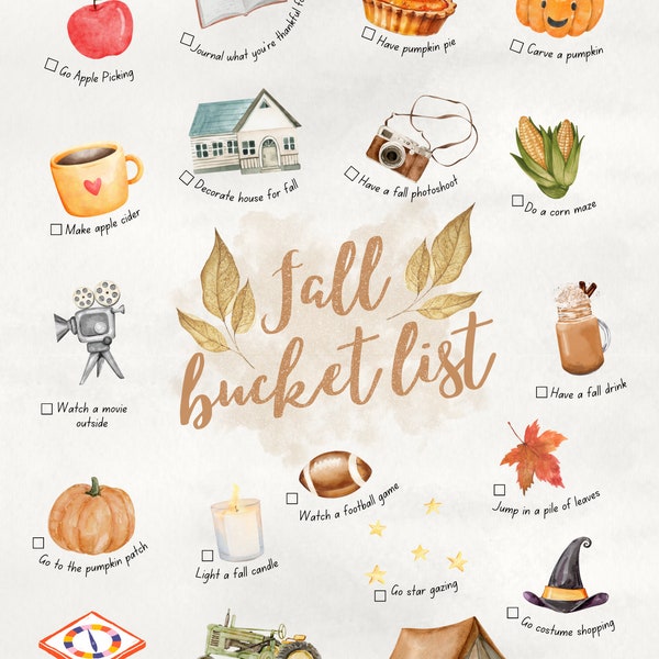 Fall Bucket List, Fall Bucket List Printable, First day of fall, happy fall printable, fall themed decor, fall decor ideas,  fall printable