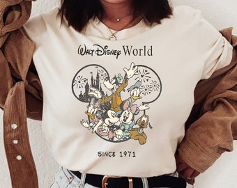 Vintage Mickey And Friends Disneyworld Est 1971 Tshirt-Sweatshirt, Disneyworld Shirt, 2024 Family Vacation Shirt, Dworld, disneyworld Shirts