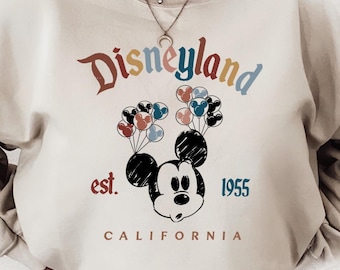 Sudadera con globos de Disneyland, sudadera de Disneyland, sudadera de Disneyland California, sudadera de Mickey y sus amigos, suéter de viaje a Disney