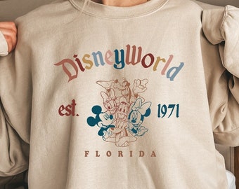 Retro Mickey And Friends Disneyworld Est 1971 Sweatshirt, Disneyworld Shirt, 2023 Family Vacation Shirt, Magic Kingdom, Minnie Donald Shirt