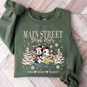 Disney Christmas sweatshirt, Retro Mickey Minnie Main Street Sleigh Rides Shirts, Disney Christmas, Mickey Christmas Shirt, Disney Christmas