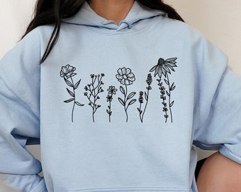 Flower Sweatshirt, Flower Hoodie, Women Hoodie, Sweatshirts Hoodies,Plus Size,Flower Girl Gifts, Floral Gift, Girlfriend Gift