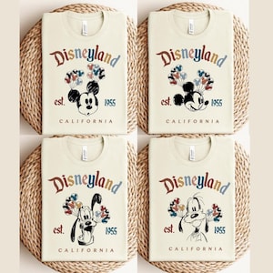 Retro Walt Disney&#39;s Disneyland All Characters Shirt, Disneyland Shirt, Personalized Disney Tee, Disney Family Trip Shirt, Mickey and Friends