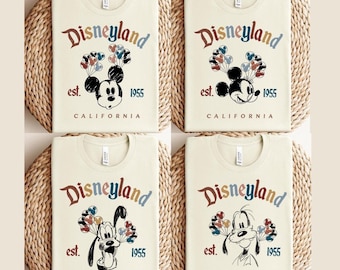 Camiseta de Disneyland, camiseta retro Mickey Est 1955, camiseta de Disneyland, camisetas de Disneyworld, camiseta de vacaciones familiares, camiseta de Disney, camisetas de Disney