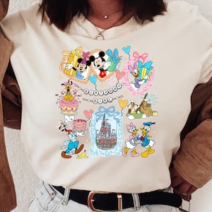 Retro Vintage Walt Disney World-Land T-shirt, Disney World-tröjor, Musse Disney T-shirt, Disneyland-tröja, Disney-tröjor Familjetröja Natural