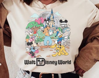 Camiseta retro de Walt Disneyworld, camisetas de Disneyworld, camiseta vintage de Disneyworld, camiseta de Mickey y sus amigos, camiseta retro de Disney, viaje a Disney 2025