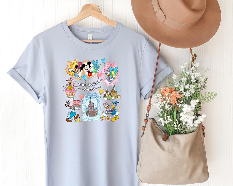 Retro Vintage Walt Disney World-Land T-shirt, Disney World-tröjor, Musse Disney T-shirt, Disneyland-tröja, Disney-tröjor Familjetröja Light Blue