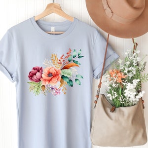 Watercolor Flower Design T-shirt, Wildflower Tshirt, Wild Flowers Shirt ...