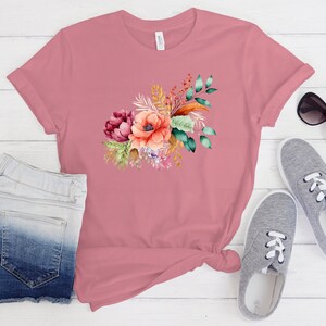 Watercolor Flower Design T-shirt, Wildflower Tshirt, Wild Flowers Shirt ...