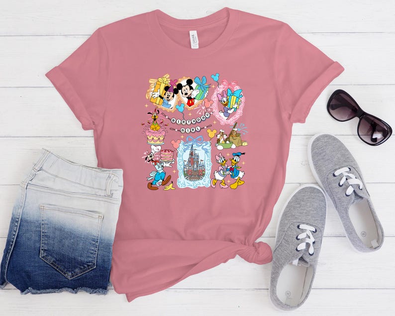 Retro Vintage Walt Disney World-Land T-shirt, Disney World-tröjor, Musse Disney T-shirt, Disneyland-tröja, Disney-tröjor Familjetröja Charity Pink