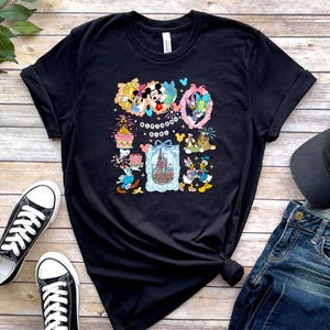 Retro Vintage Walt Disney World-Land T-shirt, Disney World-tröjor, Musse Disney T-shirt, Disneyland-tröja, Disney-tröjor Familjetröja Black