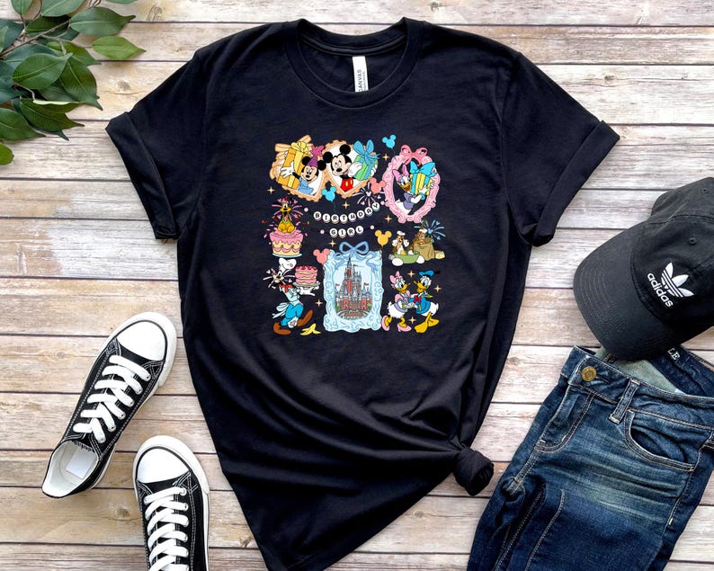 Retro Vintage Walt Disney World-Land T-shirt, Disney World-tröjor, Musse Disney T-shirt, Disneyland-tröja, Disney-tröjor Familjetröja Black