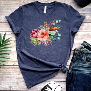 Watercolor Flower Design T-shirt, Wildflower Tshirt, Wild Flowers Shirt ...