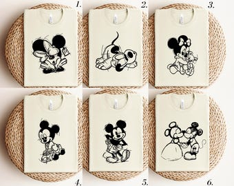Retro Sketches Mickey Minnie Shirts, Disney shirts,  Mickey and Friends Shirt, disneyworld shirts, Disney Family Vacation Shirt, Disneyland
