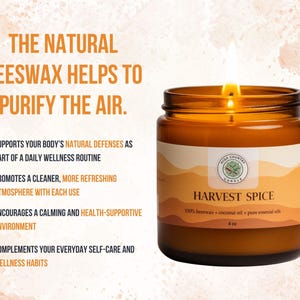 Handmade Organic Beeswax Candle, Essential Oils, Coconut Oil image 7