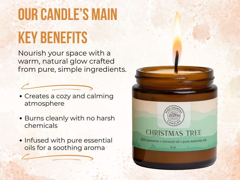 Handmade Organic Beeswax Candle, Essential Oils, Coconut Oil image 4