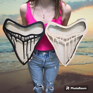 Shark teeth MEGALODON tooth shadow box Wall hanger! Shark tooth Display! *We wholesale!