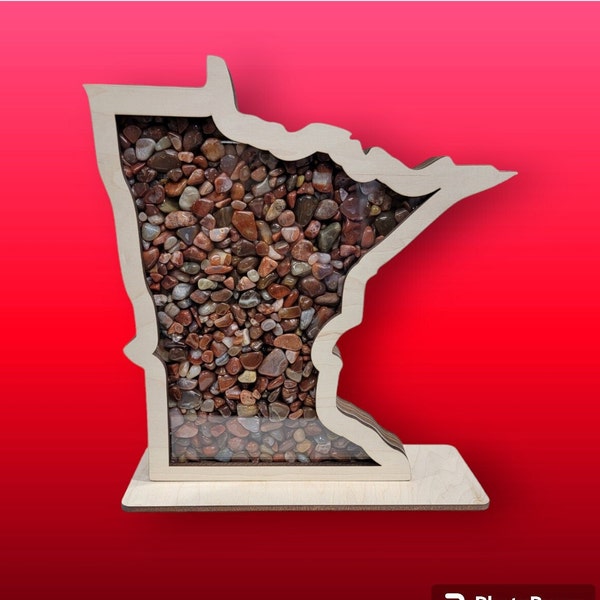 Minnesota (The original) shadow box 3 SIZES *Free Shipping* made for your Lake Superior Agates, agates, beach glass, We stock all 50 states