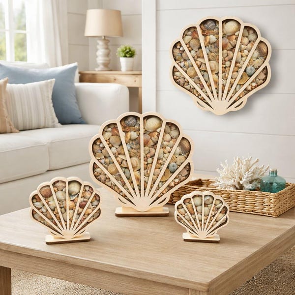 Sea Glass & Seashell Shadow Box Beach Glass | Shell Display