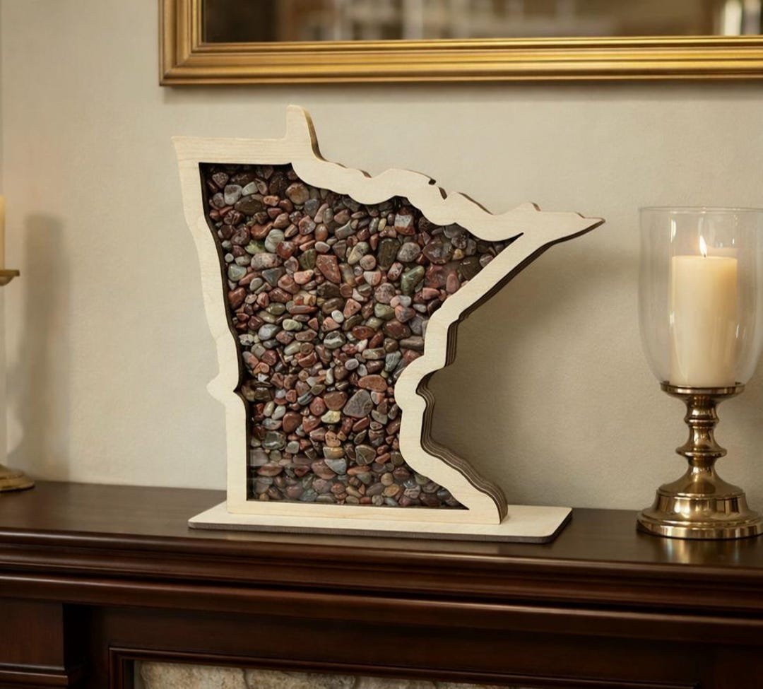 Minnesota Shadow Box Minnesota Shadow Box: Lake Superior Agate | Beach Glass Display 1 - Etsy