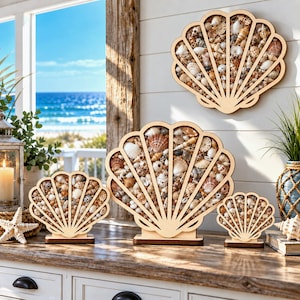 Seashell Shadow Box | Sea Glass Display, Shell Collection Case, Coastal Decor