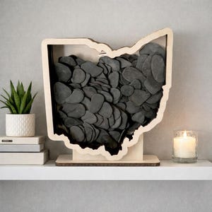 Ohio Shadow Box Display: Rocks, Sea Glass, Crystals