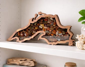Lake Superior Cedar Shadow Box: Agate & Beach Glass Display